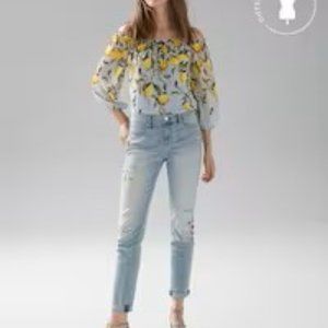 Petite Mid Rise Everyday Soft Denim™ Destructed Girlfriend Jeans